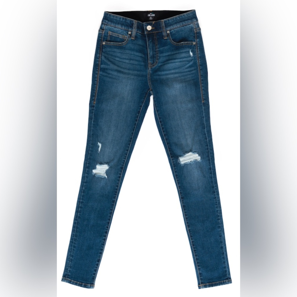 Lularoe Stretch Fit Skinny Denim with Slimming Panels. Distressed Finish.